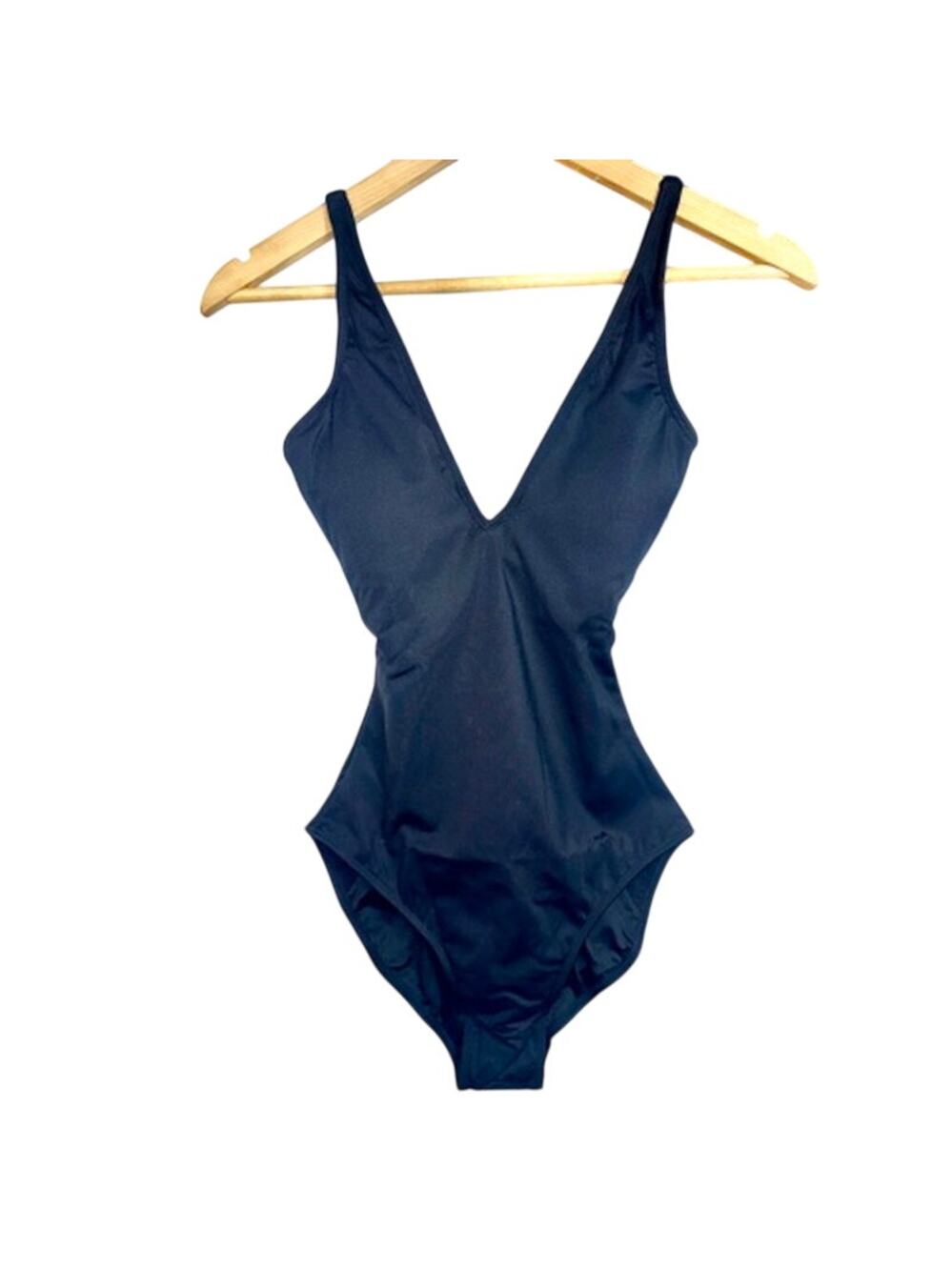 NWT TA3 Plungey Black Lace Up Corset One Piece Swimsuit Womens Size XS X-Long